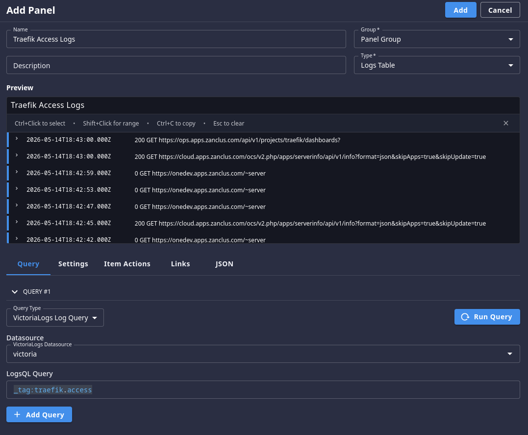 Traefik Access Logs Panel